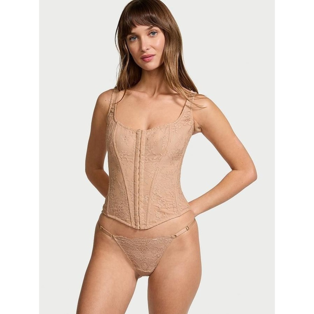 Y2K Victoria's Secret Very Sexy Classic Lace Corset XL Brown Tan Modern Romantic